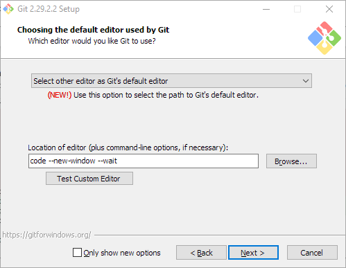Set default git editor when installing on Windows